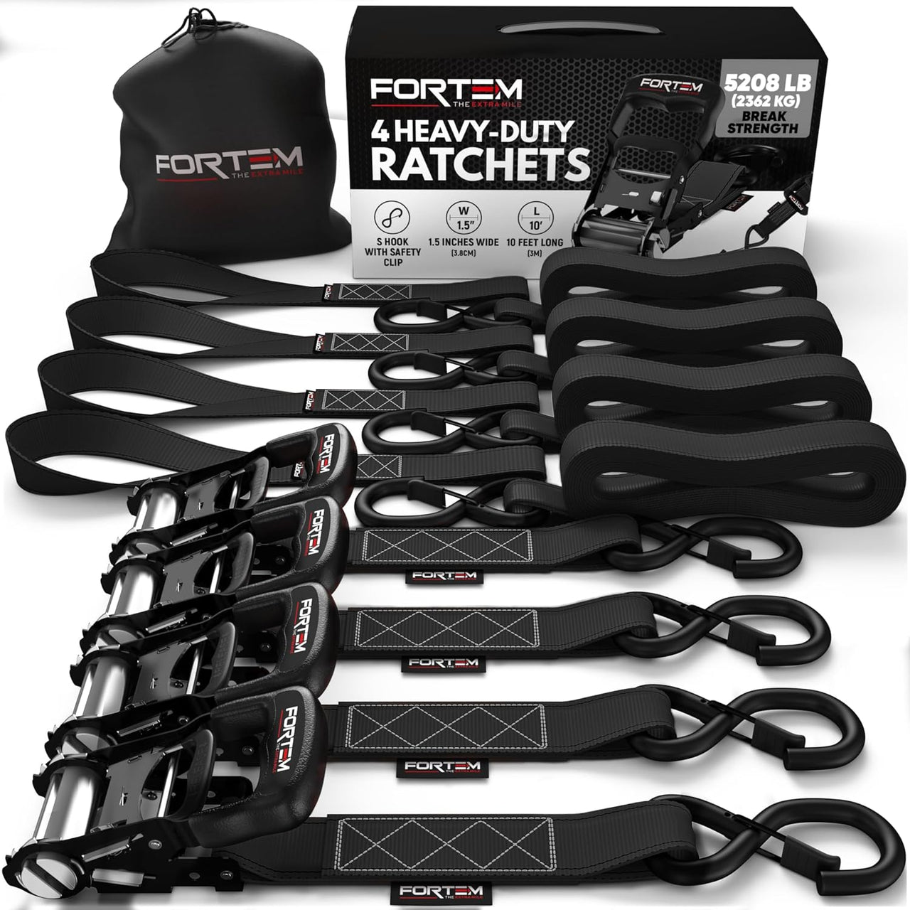 BonsMax Stainless Steel Endless Ratchet Straps, 1 X12' Tie