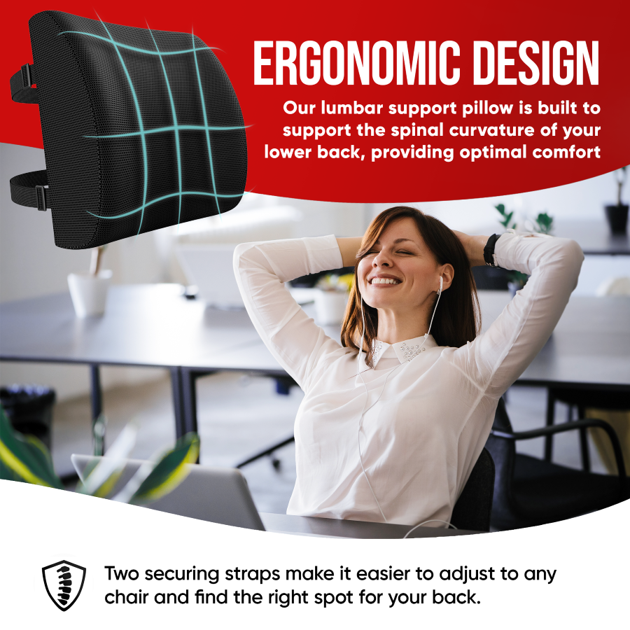 Lumbar and Seat Cushion - Breathable Mesh Cover