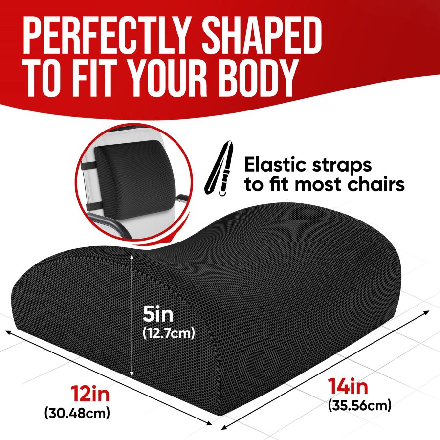 Lumbar and Seat Cushion - Breathable Mesh Cover