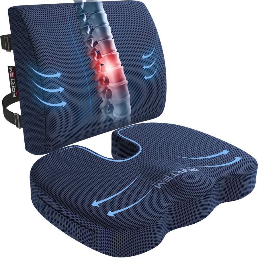 Lumbar and Seat Cushion - Breathable Mesh Cover